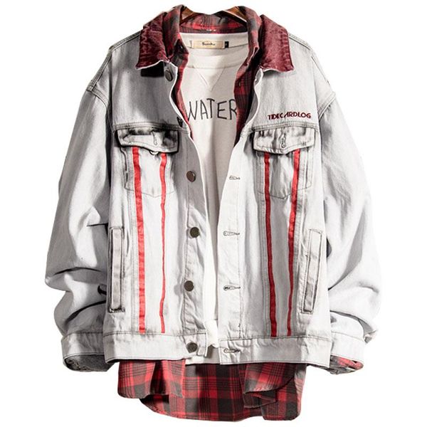 

streetwear denim vintage jacket men loose pluse size chaqueta jean hombre mens denim jacket men jean jackets ii50jk, Black;brown