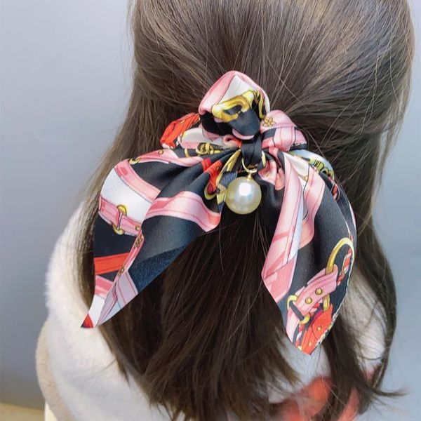 

hair accessories large intestine ring, chain pattern, korean temperament chiffon bow, tie, rubber band streamer