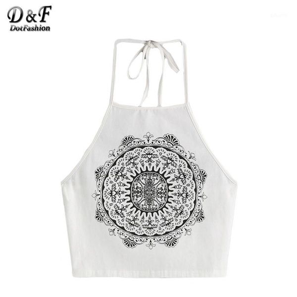 

dotfashion womans with strap 2017 fitness summer white vintage circle print halter neck cami camisole1