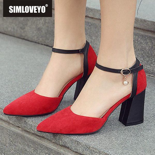 

simloveyo new buckle strap sandals for women girl ladies flock pointed toe zapatos de mujer plus size 44 46 summer shoes, Black
