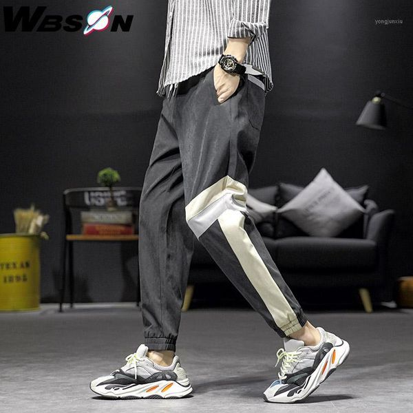 

wbson 2020 casual pants men joggers reflective label harem baggy trousers male homme streetwear sport pants men dcg9021, Black