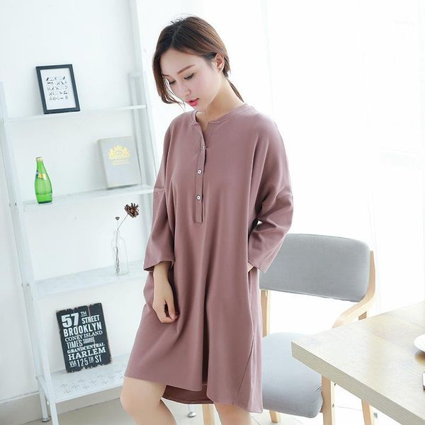 

autumn and winter cotton nightdress female loose large size dress spring buckle sleepwear 100 kg can wear robe été femme1, Black;red