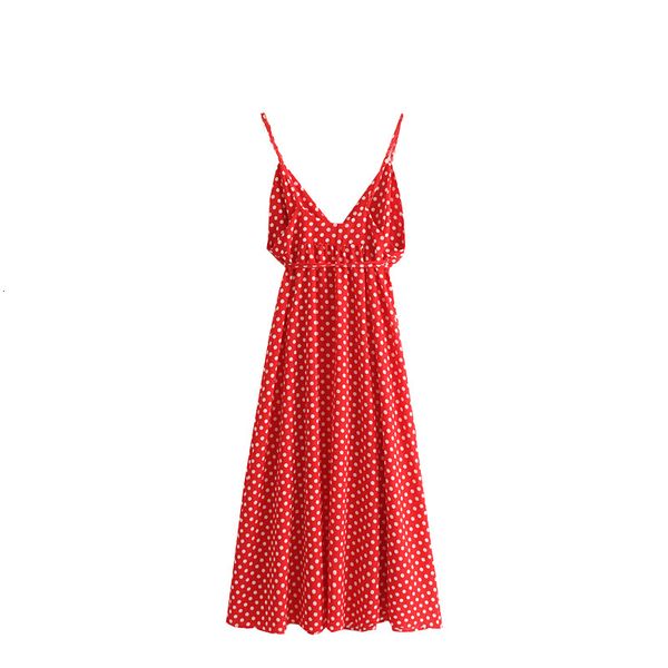 

2021 new vintage backless chiffon summer dress long adjustable cut spaghetti cross-side slits dot polka belts dafd, Black;gray