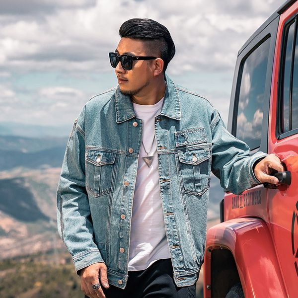 

designer jean men's makes big size xxl-7xl casual loose male lapel jacket jeans g4jp, Black;brown