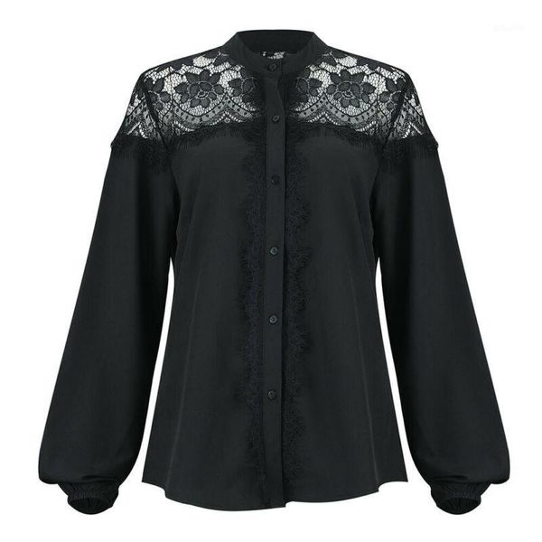 

new women long sleeve lace hollow shirt crew black neck tunic blouse shirt ladies solid lace shirts female clothing1, White