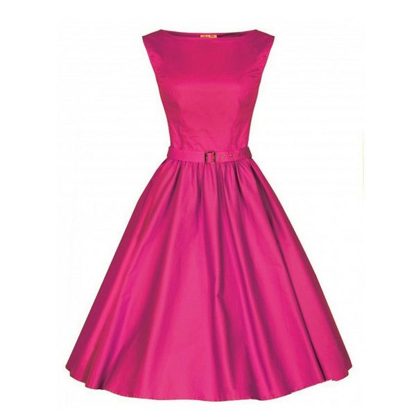 

new women's hepburn style solid color waist swing dress autumn, Black;gray