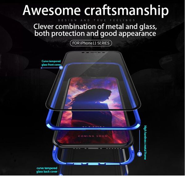 

metal magnetic privacy case for iphone 11 7 8 xr samsung note10+ s20 s10 magnetic case for huawei p40 p30 wmtslr