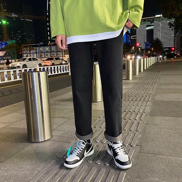 

2021 male brim autumn thin new leg pants jeans relaxed youth clothes etwx, Blue