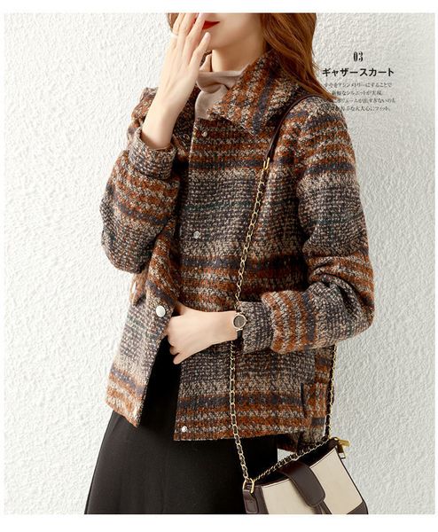 

2021 new womens fashion plaid button down wool blend shirt jackets outerwear overshirt v5ei, Black