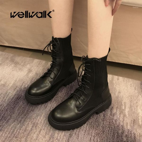 

woven boots women ankle boots lace up platform winter shoes cowboy booties round toe 2020 new1, Black