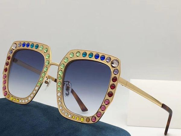 

0115 new special fashion sunglasses with uv protection for women vintage square metal frame with diamonds popular come with case, White;black