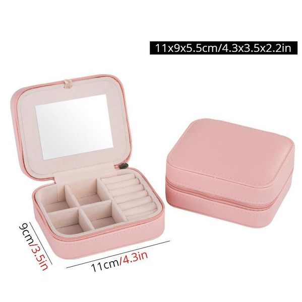 

small portable travel leather jewelry storage bag with mirror jewelry organizer gift box for rings earring neckl jllajv sinabag