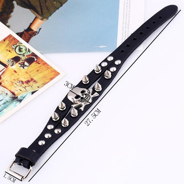 

punk vintage bracelets men 's fashion wide taro leather bracelet, Silver