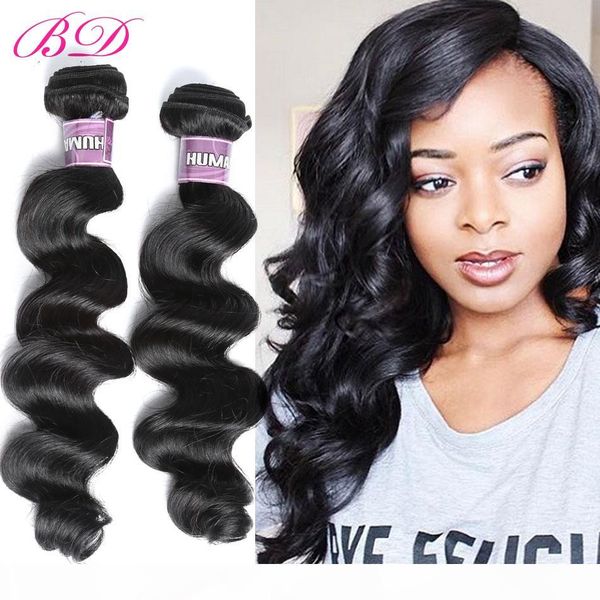 

bd loose wave human hair extensions remy hair bundles within different hair inch 3 4 bundles, Black;brown