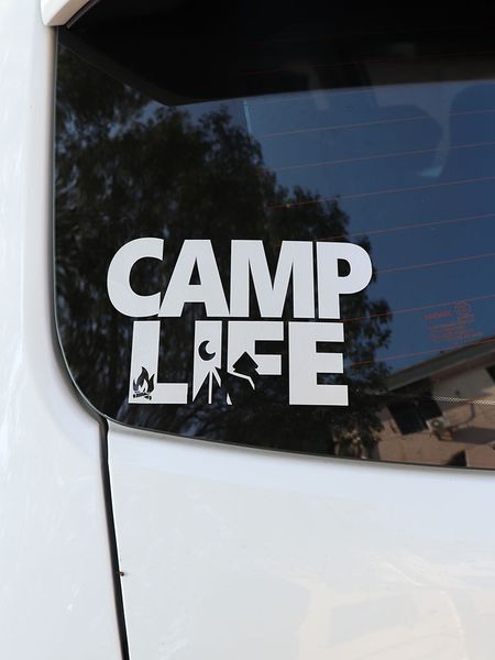 

10.7cm*16.5cm fashion camp life vinyl black silver car sticker decal zj2-0099