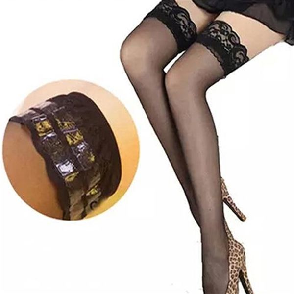 

women's lace sil strap anti-skid thigh nightclub high stockings female erotic, Black;white