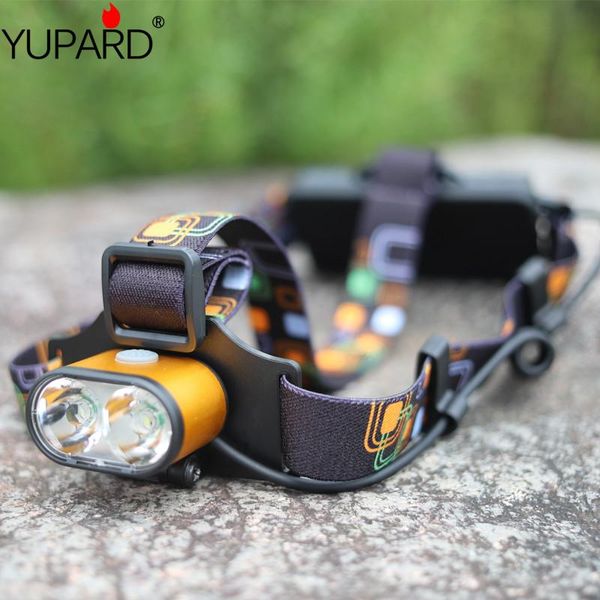 

yupard 2*xm-l t6 led headlamp two t6 led bright torch light waterproof camping headlight+rechargeable 18650 battery+charger