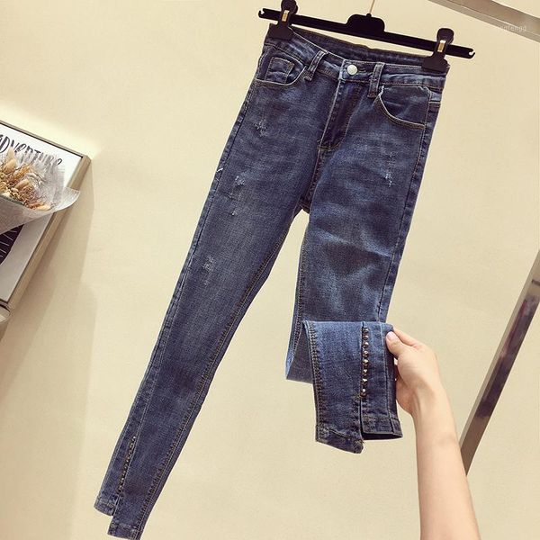 

new slim jeans for women high waist jeans blue denim pencil pants stretch women skinny female washed pants trousers1