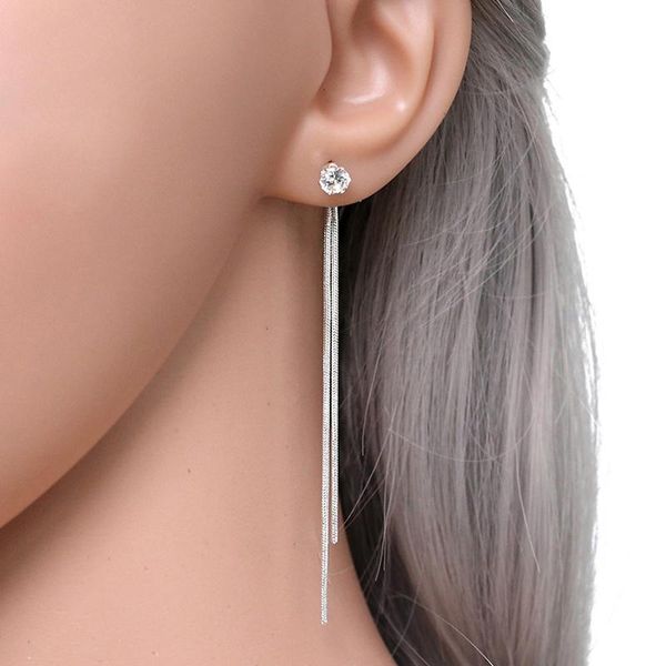 

dangle & chandelier earrings jewelry fashion silver plated hanging gem stone rhinestone long drop for women brincos