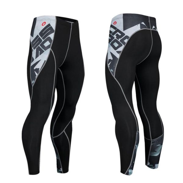 

men compression tight leggings running sports male gym fitness jogging pants breathable trousers workout training yoga bottoms, Black;blue