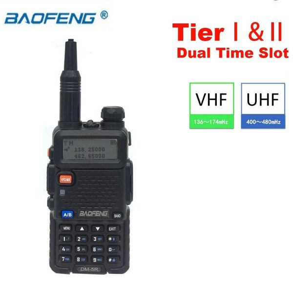 

walkie talkie baofeng dm-5r dmr digital taklie tier i & ii vfo dual band vhf uhf 136-174/400-520 ham transceiver two way radio 2000mah