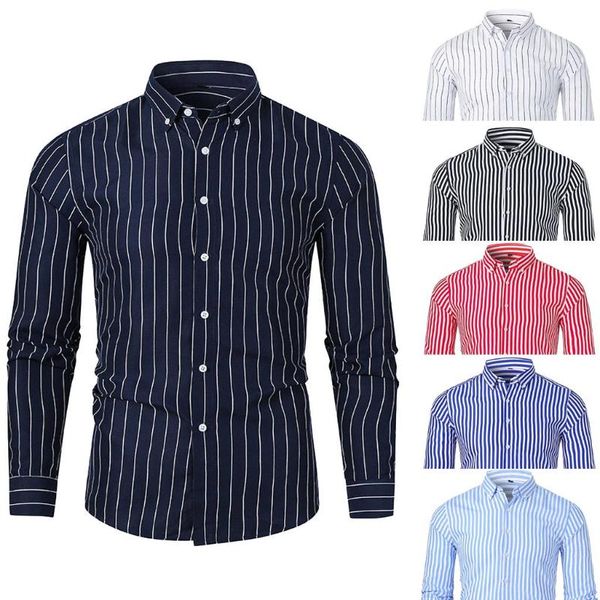 

fashion men's autumn winter casual slim striped long sleeve shirts beach blouse w916, White;black