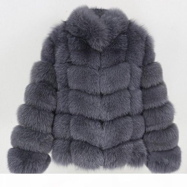 

oftbuy 2020 winter jacket women real fur coat natural big fluffy fox fur outerwear streetwear warm stand collar removable vest, Black