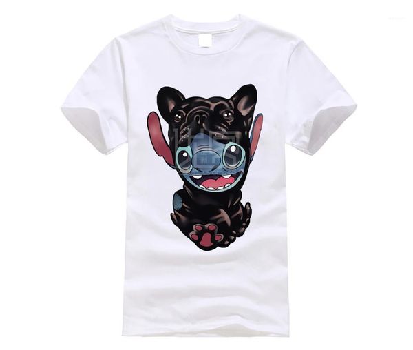 

brand men shirt frenchie and stitch funny black shirt1, White;black