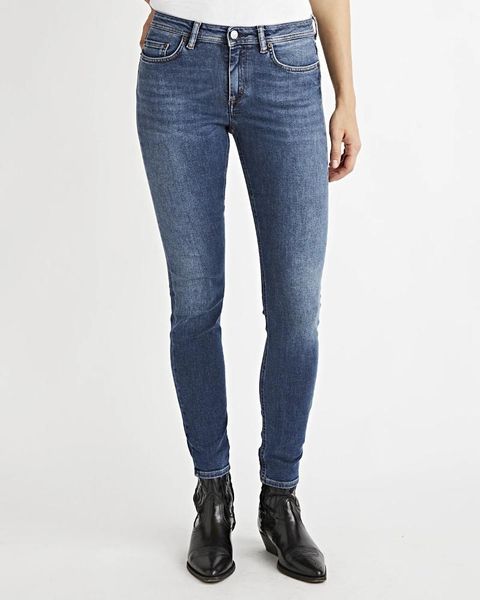 

women's jeans 2021 autumn and winter mid-low waist high stretch casual pants, Blue