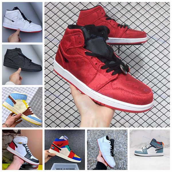 

new 1 high mid se maison chateau rouge 1 mid se fearless ball shoes pale vanilla cinnamon fashion chaussures trainers 36-45, Black;red