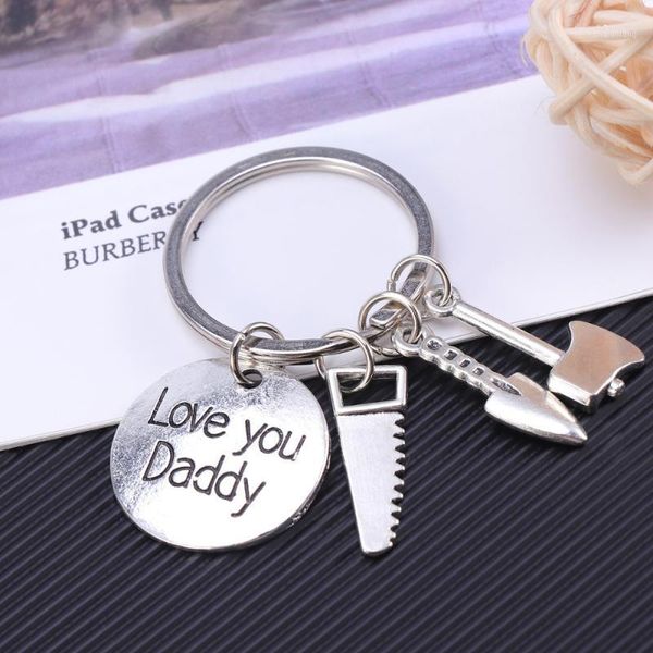 

trendy keyring hand tools keychain love you daddy letter keyring gift for fathers' day1