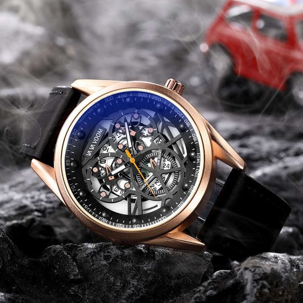 

new men's waterproof fashion outdoor sports leisure hollow calendar personality student belt watch