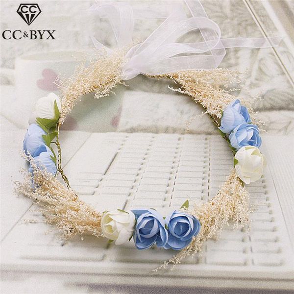 

byx tiaras pretty fairy flower crown wedding party handmade bridal hair accessories tiara hair ornaments jewelry coras 8656, Golden;silver