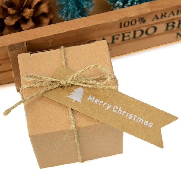 

50 шт. счастливого рождества крафт-бумага теги с веревкой xmas diy висит подарочная коробка теги этикетки для вечеринок рождественские украш