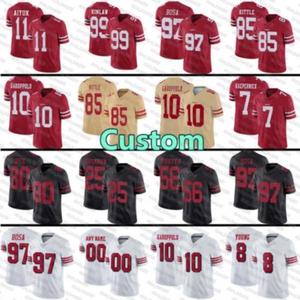 

мужчина женщина сан франциско молодежь 49ers. 85 джордж киттл 97 ник bosa 10 jimmy garoppolo 19 deebo samuel футбольные майки, Black;red