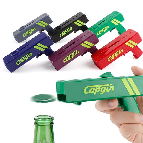

portable cap gun bottle opener pistol launcher shooter bar beer opener flying cap drink opener kichen tool cooking bar shooting over 5 meter