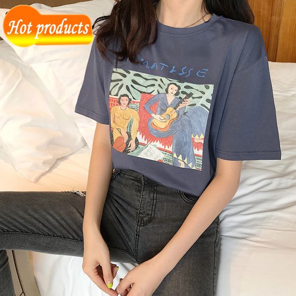 

camiseta com estampa tshirts manga curta o pescoo feminino casual solto padro de letra s8q5, White