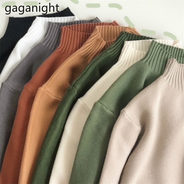 

gaganight soft women knitted sweater autumn winter fashion lady soli slim pullover chic korean pull femme ropa mujers sweaters 201130, White;black