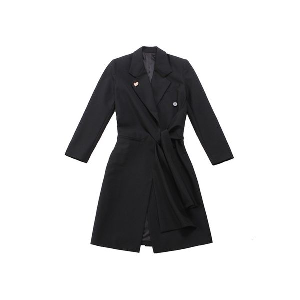 

2021 new le palais vintage original autumn thin irregular winter long black jacket all-match suit fashion streetwear women's coats fevf, Tan;black