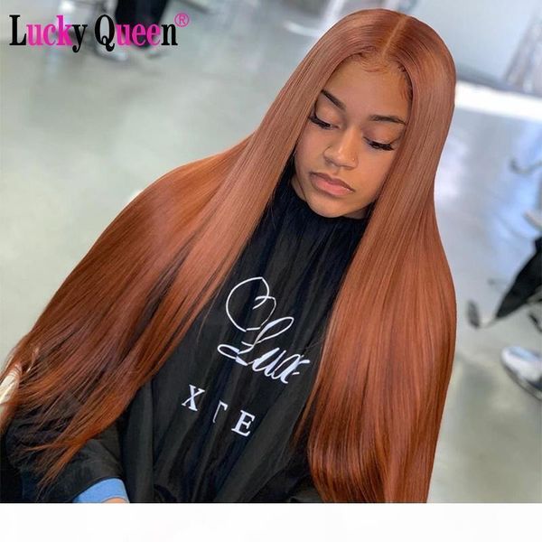 

#33 color glueless 13x4 13x6 lace front human hair wigs for black women pre plucked brazilian remy straight lucky queen wigs, Black;brown