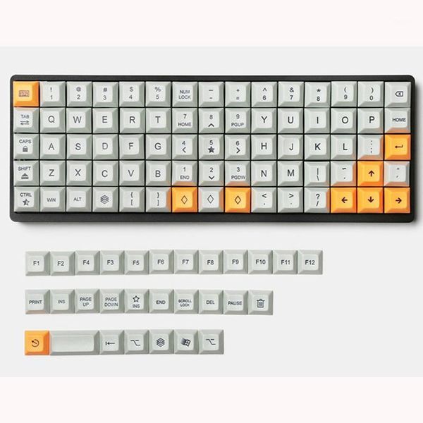 

due sub 106 key dsa keycaps grayish yellow thick pbt for mechanical keyboard customize xd75re xd75am xd75 id751