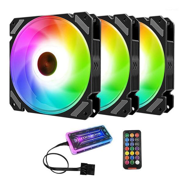 

coolmoon rgb computer case fan, 12cm synchronous silent wireless remote control led computer case cooling fan(3 pcs)1