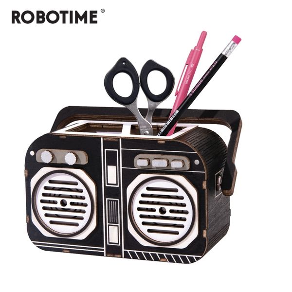 

robotime new diy vintage recorder 3d wooden puzzle game gift&penholder for children friend toy tg11 y200413