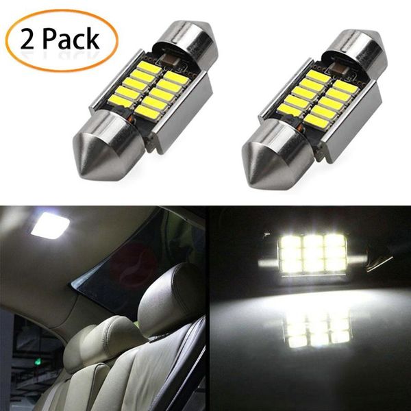 

car headlights 2pcs 31mm led light 6500k white smd dome double-tip reading lamp roof bulb