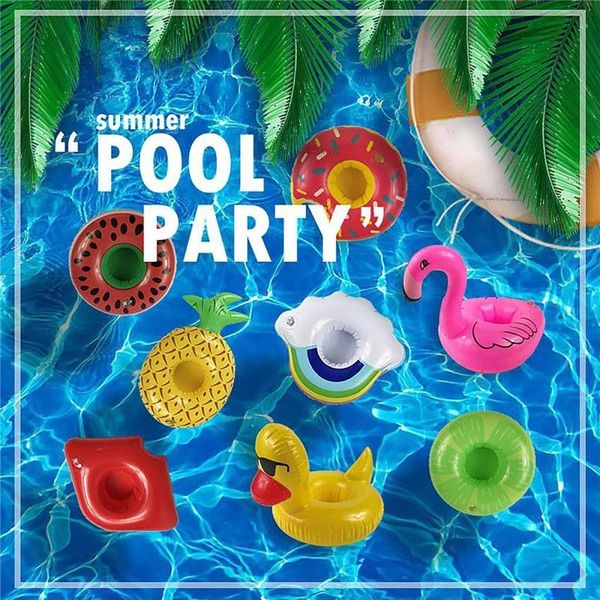 

watermelon inflatable drink holder donut flamingo pineapple lemon shaped cup pvc floating mat swimming pool party props
