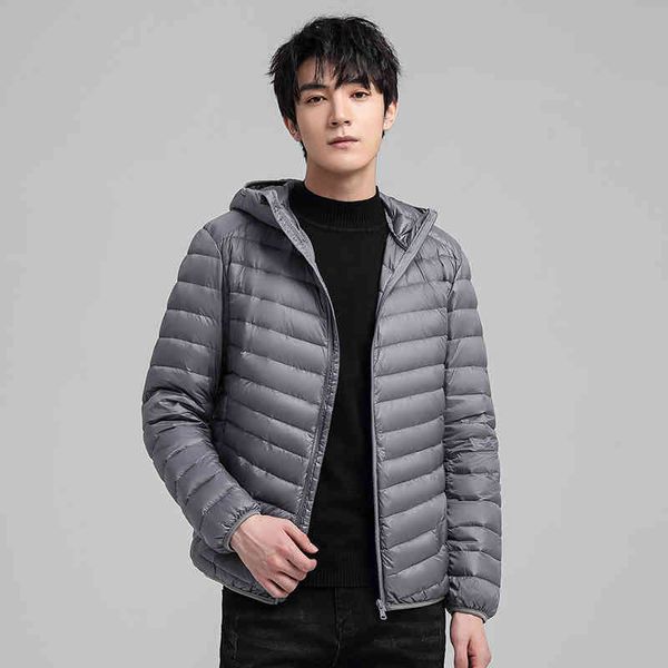 

Men's light short warm stand collar solid white duck couple down et men, Black