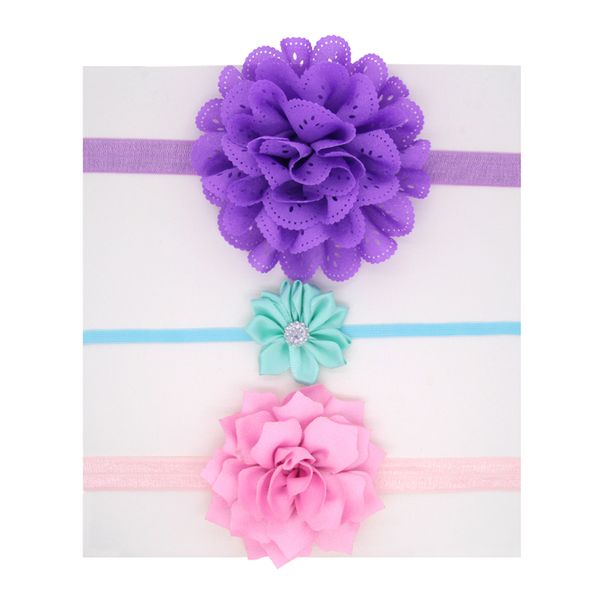 

cute baby girls headbands set kids flower chiffon bow lace headbands infant elastic pearl hairbands children bow hair accessories, Slivery;white