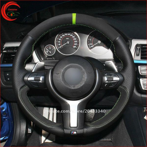 

black leather black suede car steering wheel cover for bmw m sport x4 f26 f10 x3