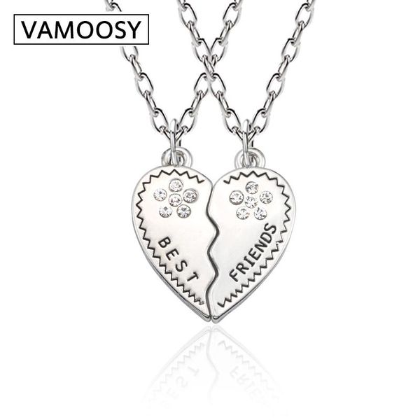 

pendant necklaces vamoosy 2 pcs friends crystal necklace jewelry couples paired necklaces&pendants lovers valentine's gift, Silver