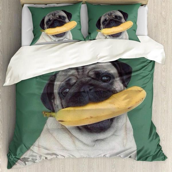 

bedding sets 2021 arrival 3d cute dog pug bed set duvet cover pillowcase king  size linen bedclothes